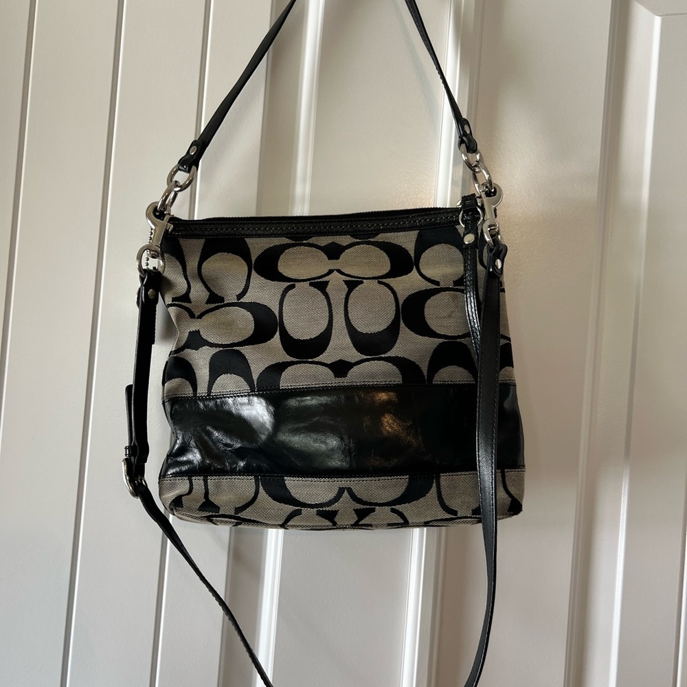 Coach Stylish Black and Gray Shoulder Bag